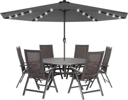 ACXIN handmatige parasol - 300 cm - donkergrijs - kantelbaar - met LED‑verlichting