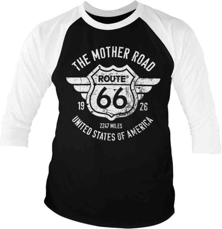 Route 66 Raglan top -M- The Mother Road Zwart/Wit