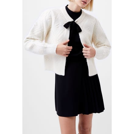 French Connection Bobble Bow Cardigan Winter Wht/black Bow Taglia: S | Giacche Outlet | Donna