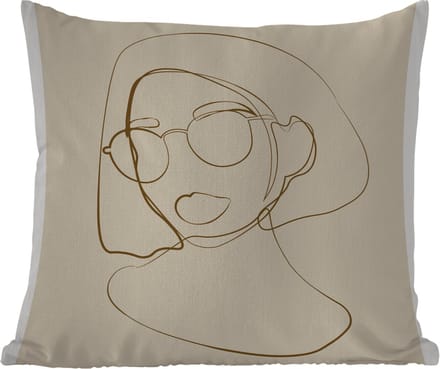 Sierkussen Buiten - Vrouw - Line art - Minimalisme - 60x60 cm - Weerbestendig