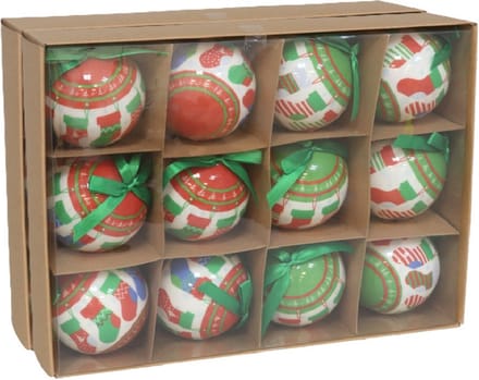 Gerimport Gedecoreerde kerstballen - 24x stuks - 7,5 cm - rood/groen/wit - kunststof