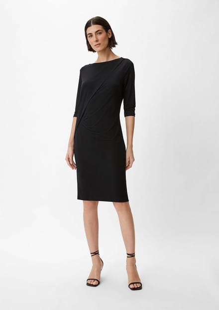 Korte jersey jurk met overslag 3/4 mouwen dames COMMA