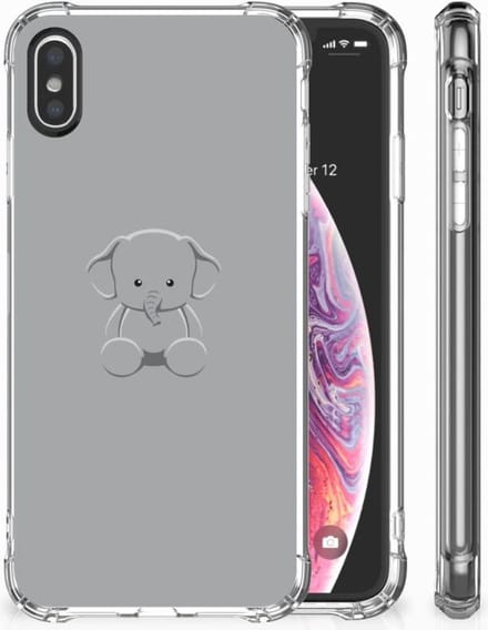 Apple iPhone X | Xs Stevig Bumper Hoesje Grijs Baby Olifant
