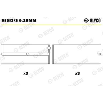 Krukaslagerset GLYCO H1313/3 0.25mm
