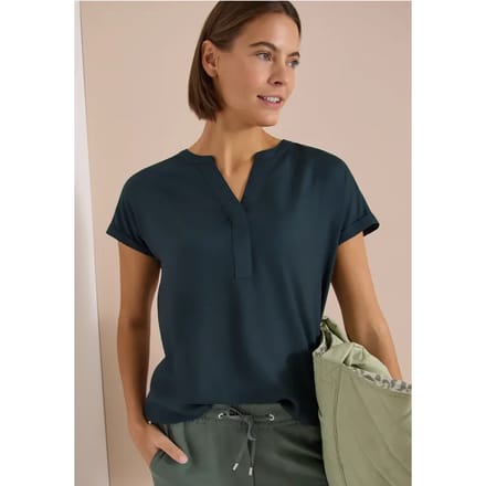 Blouse met korte mouwen en gespleten hals