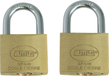 AMIG Hangsloten set 30 mm en 40 mm - messing - kofferslot - met 2 sleutels