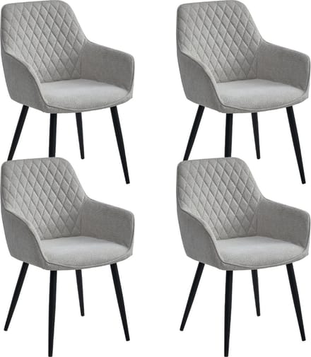 Colenis® - Beverly Eetkamerstoel - Set Van 4 - Beige - Geweven stof - Met armleuning
