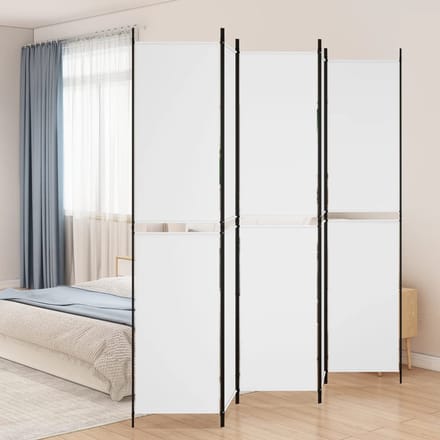 vidaXL - Kamerscherm - met - 5 - panelen - 250x220 - cm - stof - wit