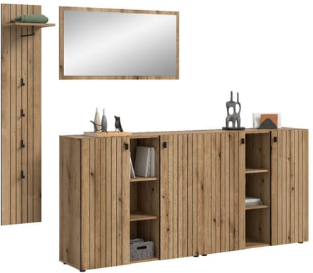 Station garderobe opstelling eik decor.