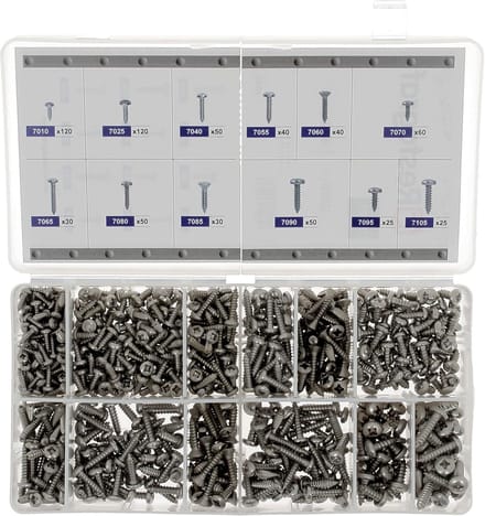 Schroeven Assortiment - Metaalschroeven Set - Metaal Bewerken - Hoge Kwaliteit Materiaal - 2.9-4.8 mm - Grijs