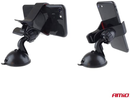 AMiO Universele Dashboard/Raam Telefoon Houder Klem (360 graden) met Zuignap Zwart