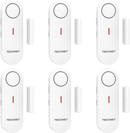 Tecknet DeurAlarm - Deur Sensor - Raam en Deur Alarm - Huis beveiliging - Magnetisch alarm - 100dB - 6 stuks