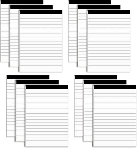 12 notitieblokken 10 x 15 cm met 30 vellen gevoerd papier per blok