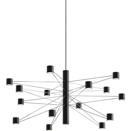 kdln LED hanglamp POLAR 15.1, Ø 77 cm, zwart, 15-lamp, dimbaar