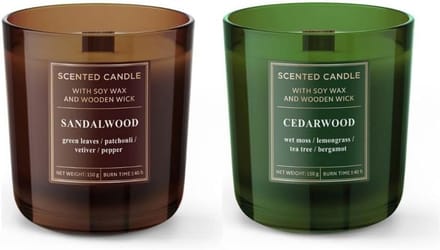 Set van 2 Geurkaarsen in Glas - Cedar en Sandelhout - Duurzaam en Decoratief
