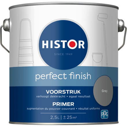Histor Perfect Finish Muurvoorstrijk - Mat - Geurarm - Extra Dekkend - 2.5L - Grijs