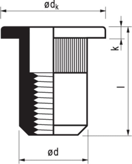 Masterfix Blindklinkmoer M4x11mm - staal - open cilinderkop (Per 50 stuks)