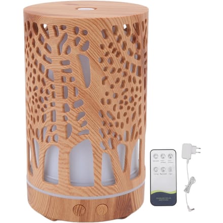Aroma Luchtbevochtiger Afstandsbediening Houtnerf Etherische Olie Diffuser Luchtbevochtiger met 7 LED Kleurlicht US Plug brown