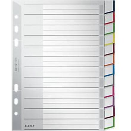 LEITZ kunststof indexbladen met venstertabs, A5, 12 bladen