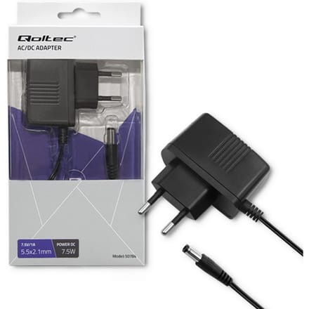 Qoltec 7,5W plug-in voeding |   7,5V |   1A |   5.5*2.1