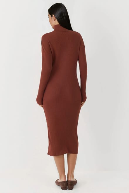 Geribbelde Coltrui Bodycon Brei Jurk