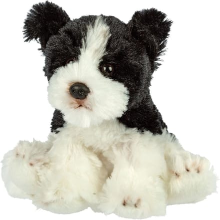 Suki Gifts Pluche knuffeldier hond - Border Collie - zwart/wit - 13 cm