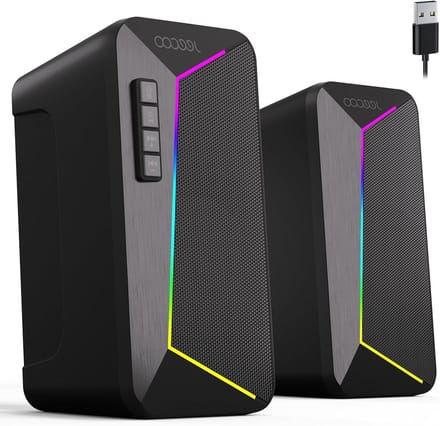 Desktop Luidspreker - Stereo Geluid - Muziek Luisteren - Dynamische LED Modi - 2.5 Inch - Zwart