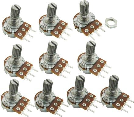 10 Stuks 10K Ohm Linear Potentiometer met Knurled Shaft en Top Adjustering