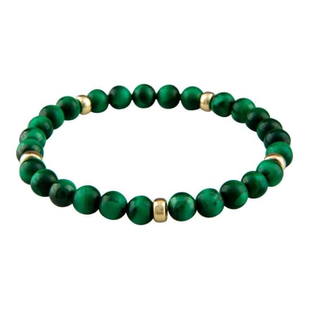 Armband natuursteen: Malachiet 6mm & 14kt goud