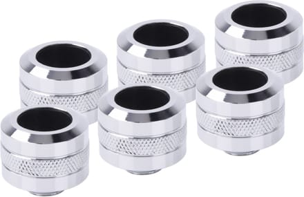 LOT DE 6 RACCORDS À COMPRESSION POUR TUBE Ø16MM ALPHACOOL EISZAPFEN PRO (ARGENT)