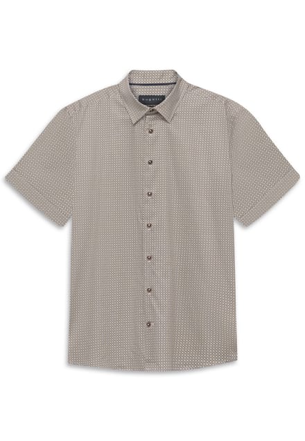 Bugatti Herren Korte mouwen shirt Modern Fit gestreept van katoen
