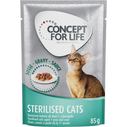 24x85g Gemengd Gelei & Saus Sterilised in Saus en Gelei Concept for Life Kattenvoer