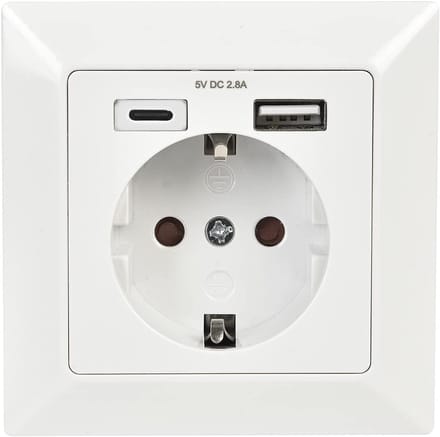 Aardingscontactdoos - Stopcontact met USB - Apparaten Laden - Ingebouwde USB-oplader