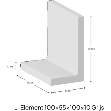 L-Element 100x55x100x10cm Zichtbeton