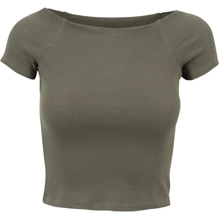Urban Classics - Off Shoulder Rib Crop top - L - Groen