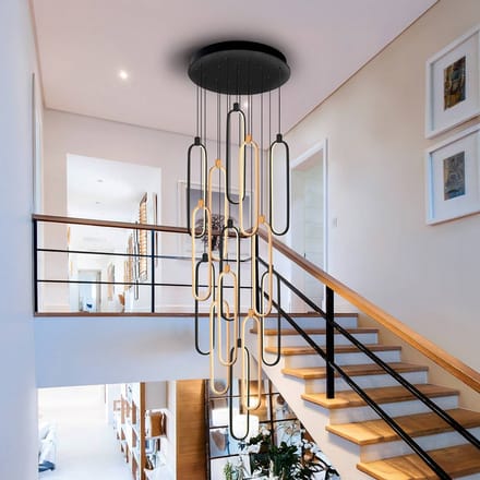 Schuller Valencia LED hanglamp Colette, 14-lichts, zwart/roségoud, rond