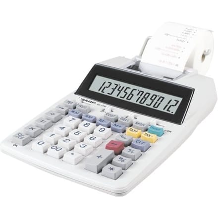 Sharp EL 1750 V Bureaurekenmachine met printer Wit Aantal displayposities: 12 werkt op batterijen, werkt op het lichtnet (optioneel) (b x h x d) 230 x