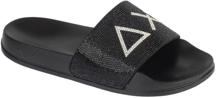 SUN68 Slippers Strass Logo, Vrouwen, Zwart, Slippers, maat: 39