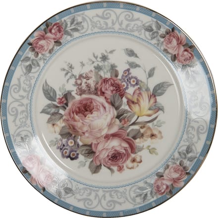 Clayre & Eef Ontbijtbord Ø 21 cm Wit Porselein Bloemen