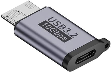 USB-C naar Micro USB-B Adapter – Micro B 3.0 / 10Gbps – Verloopstekker voor Externe HDD & SSD Harde Schijf – Geschikt voor WD My Passport & Seagate – Space Grey