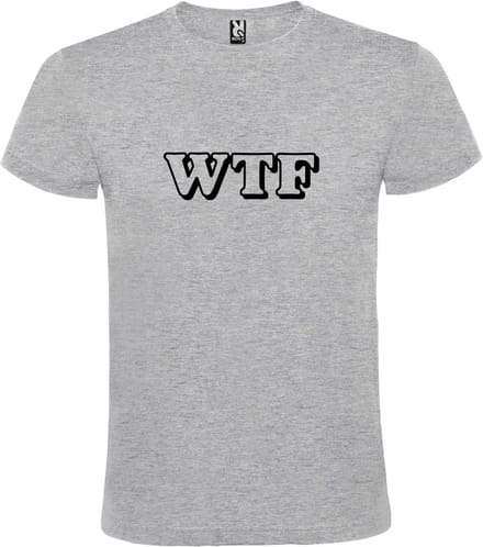 Grijs T-shirt ‘WTF’ Zwart maat S