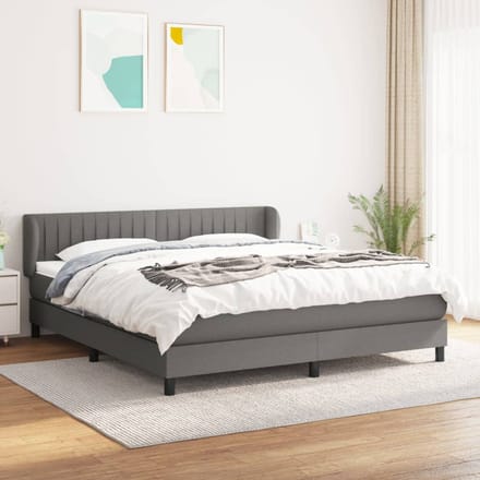 vidaXL - Boxspring - met - matras - stof - donkergrijs - 180x200 - cm