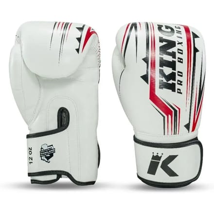 King Pro Boxing Bokshandschoenen - Spartan 2 - Microvezel - Wit / Rood 10 oz
