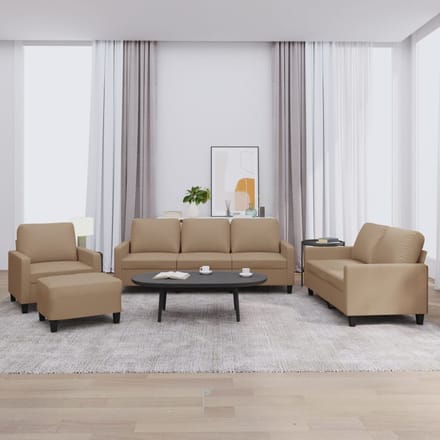 vidaXL - 4-delige - Loungeset - met - kussens - kunstleer - cappuccino