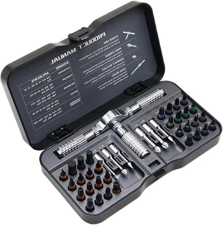 Ratelschroevendraaier set - T-greep schroevendraaier - Reparaties uitvoeren - Precisie ARC Swing - 40-delig - Grijs