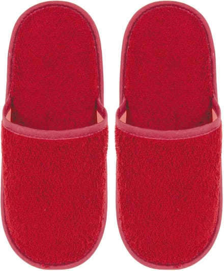 Badslippers Badstof Uni Pure met Zool Rood Maat 43- 1 Paar