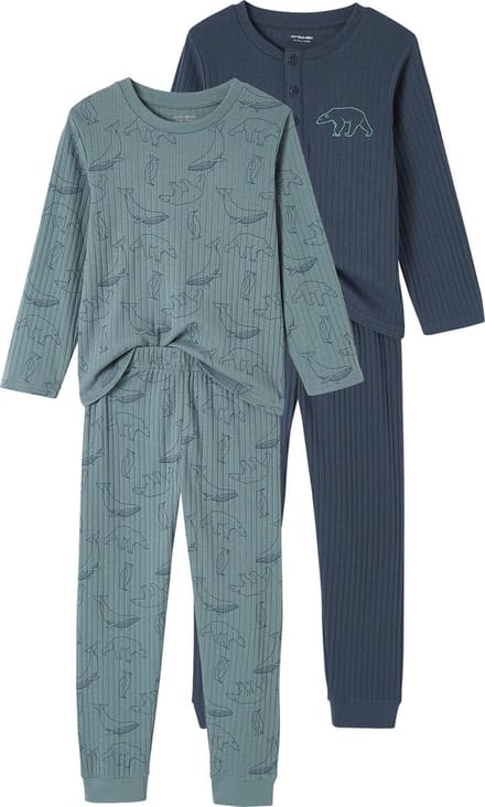 Vertbaudet Set van 2 "beren"-pyjama's in ribtricot