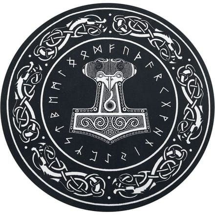 Thor's Hammer Unisex Vloerkleed - zwart - 60 cm