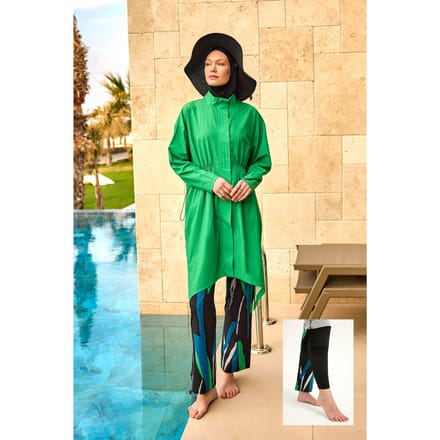 Groene hoogwaardige Burkini-set met volledige dekking