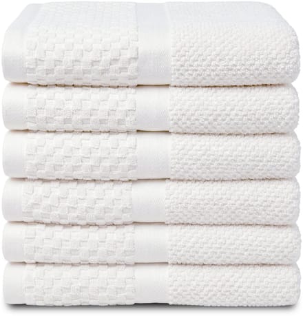 PHLOX Soft Popcorn Handdoeken 50x90 cm - Set van 6 - 100% Katoen 500 g/m2 - Wit